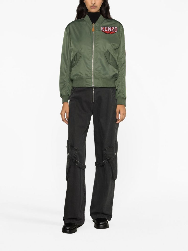 Green Logo-appliquÃ_x0083_Â© Bomber Jacket