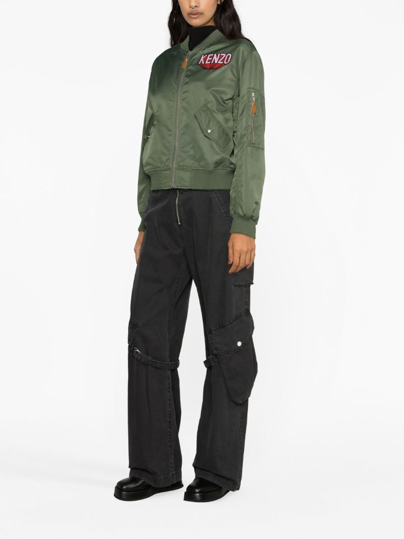 Green Logo-appliquÃ_x0083_Â© Bomber Jacket