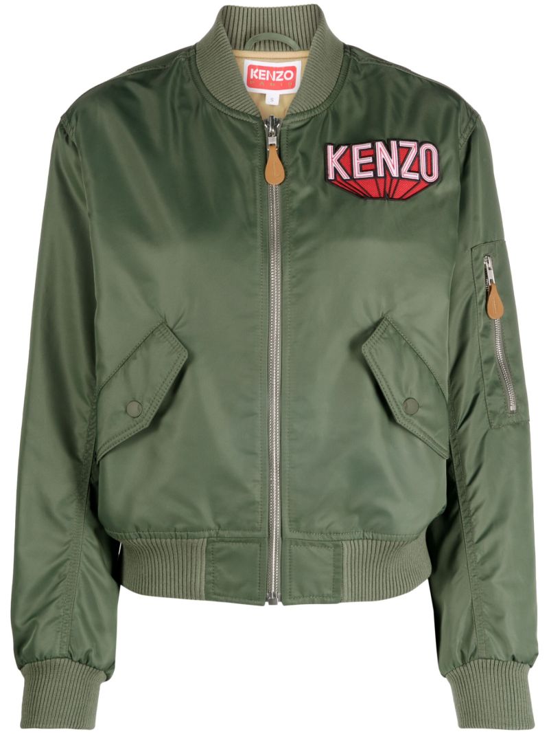 Green Logo-appliquÃ_x0083_Â© Bomber Jacket