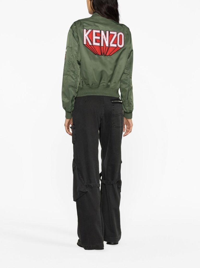 Green Logo-appliquÃ_x0083_Â© Bomber Jacket