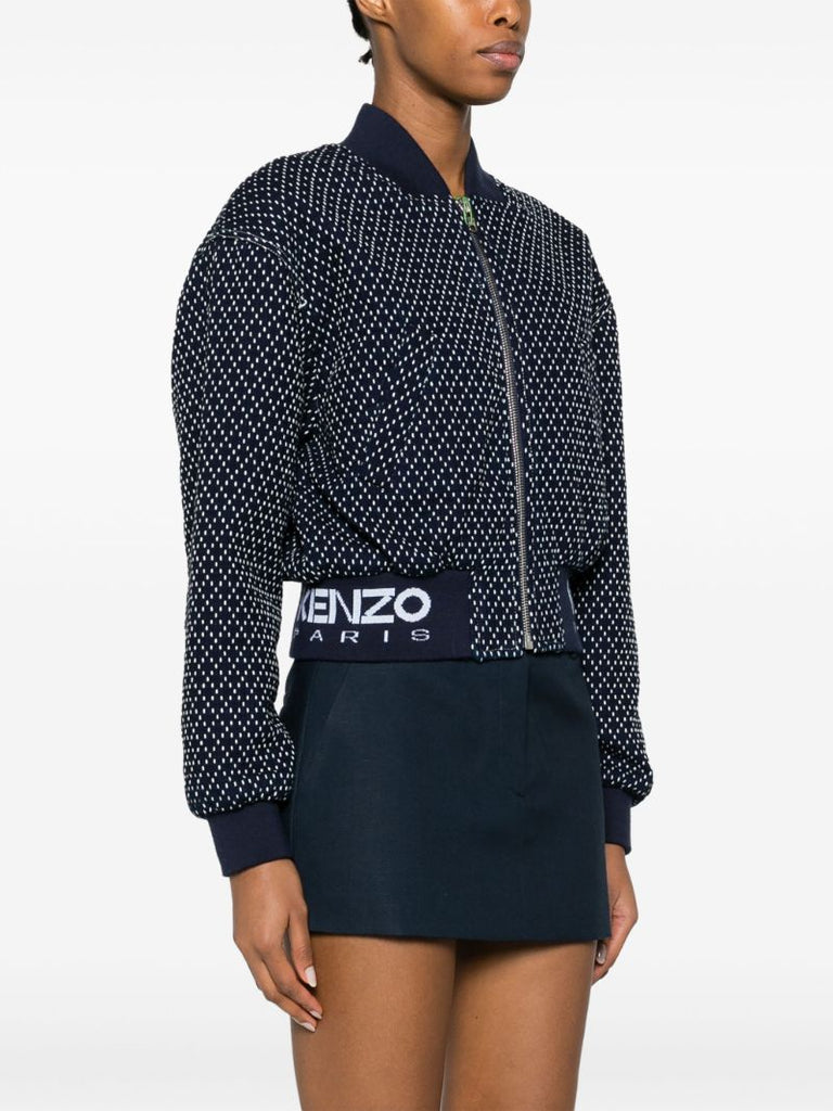 Blue Sashiko Stitch Bomber Jacket