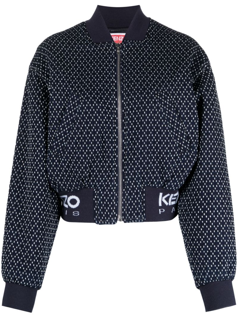 Blue Sashiko Stitch Bomber Jacket