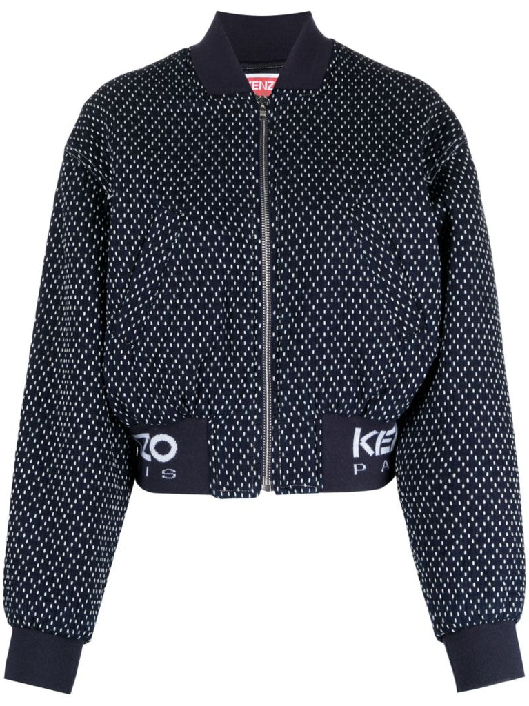 Blue Sashiko Stitch Bomber Jacket