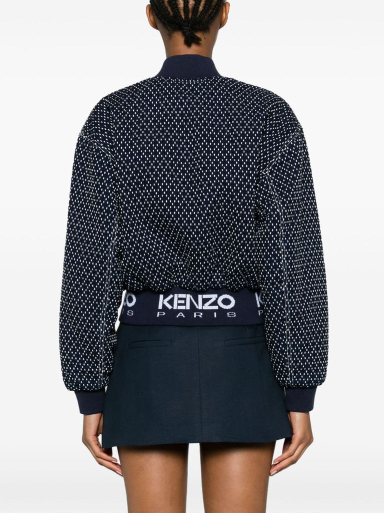Blue Sashiko Stitch Bomber Jacket