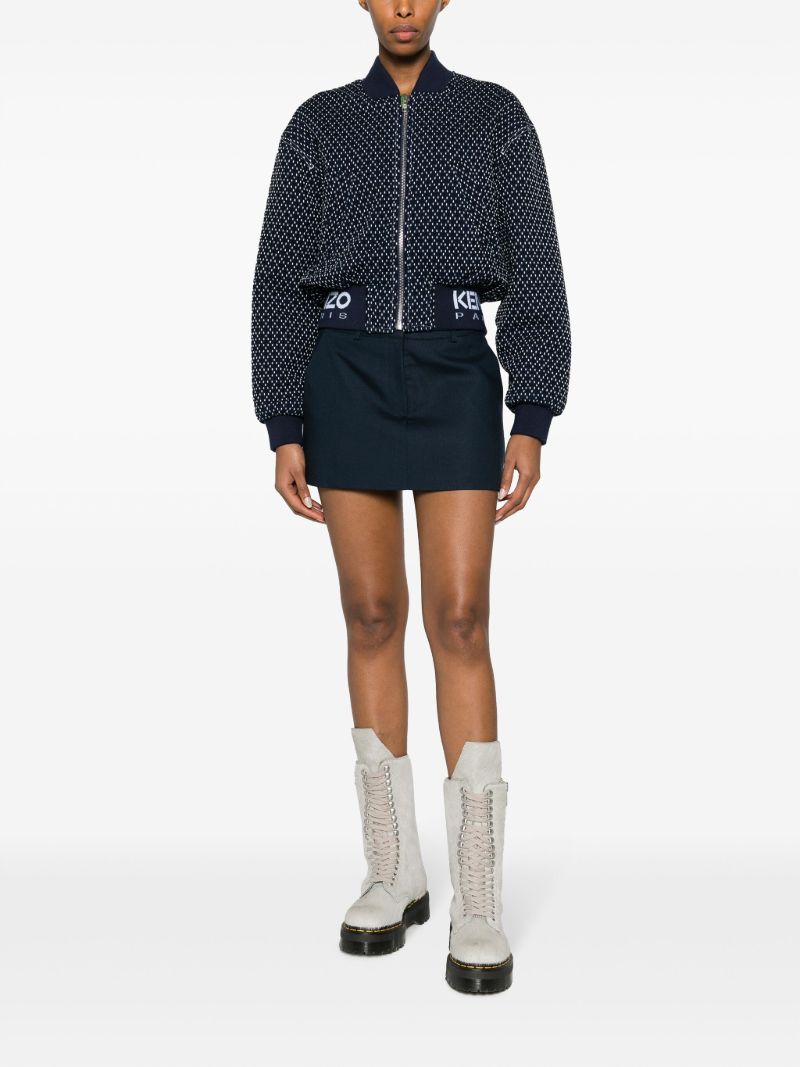 Blue Sashiko Stitch Bomber Jacket
