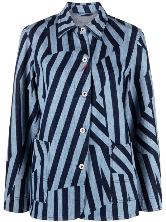 Blue Dazzle Stripe Denim Jacket
