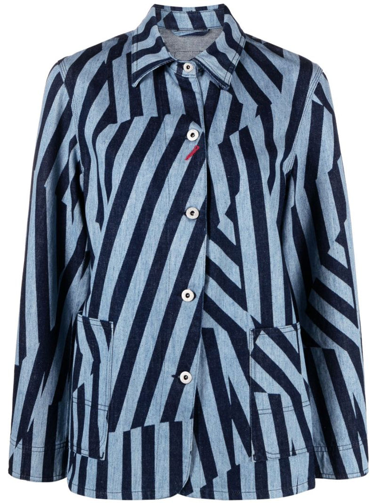 Blue Dazzle Stripe Denim Jacket