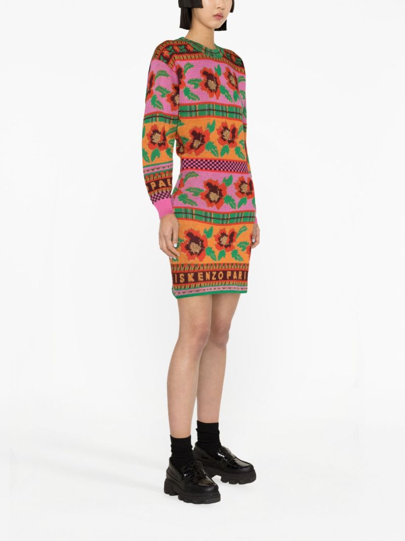 Pink Intarsia-knit Dress