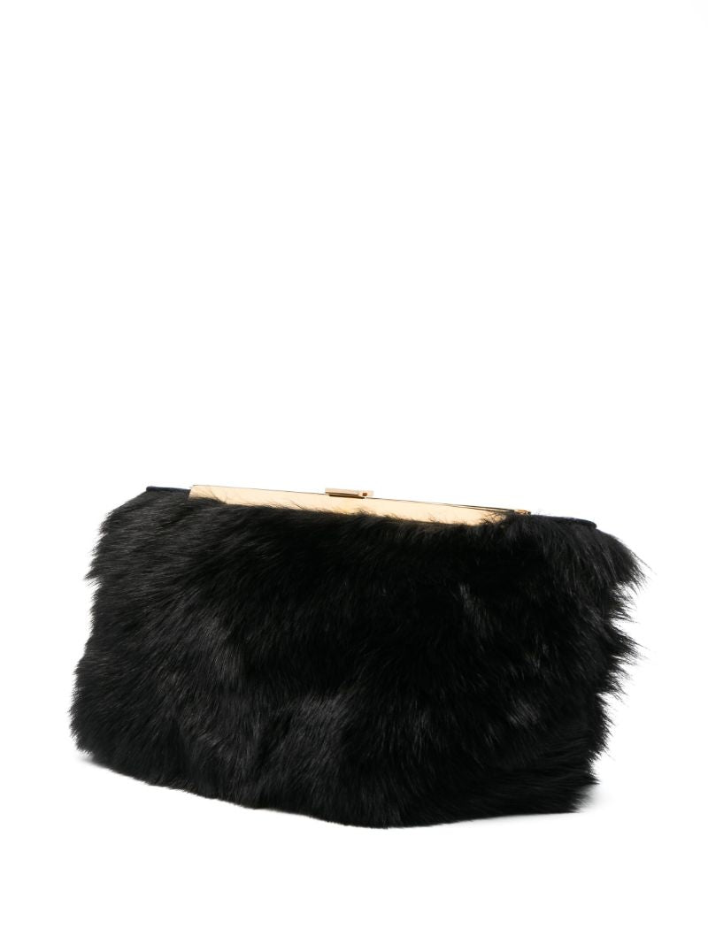 Black Aimee Shearling Clutch Bag