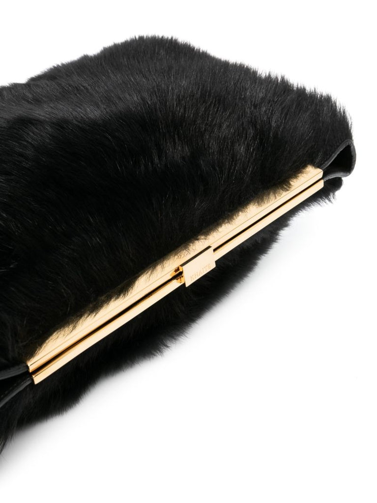 Black Aimee Shearling Clutch Bag