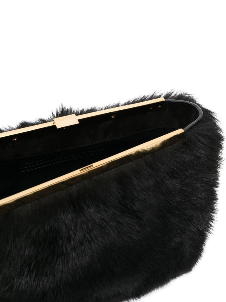 Black Aimee Shearling Clutch Bag