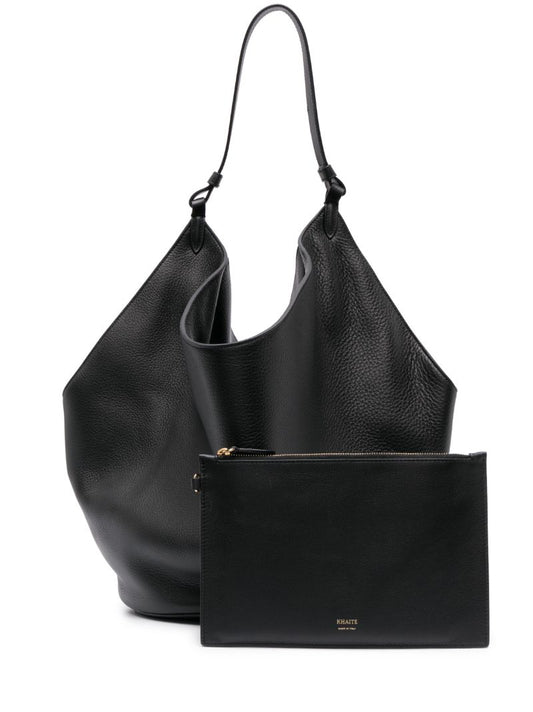 Black Medium Lotus Tote Bag