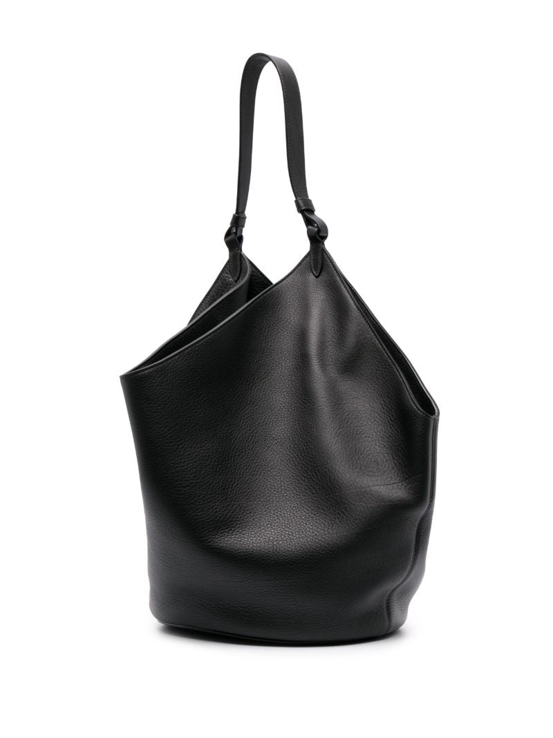 Black Medium Lotus Tote Bag