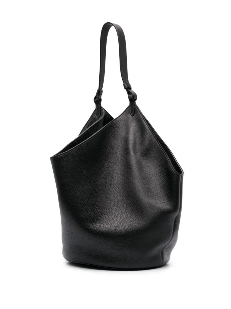 Black Medium Lotus Tote Bag