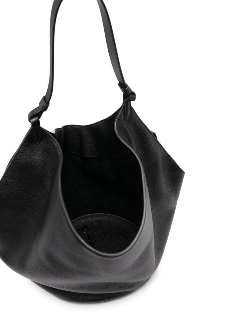 Black Medium Lotus Tote Bag