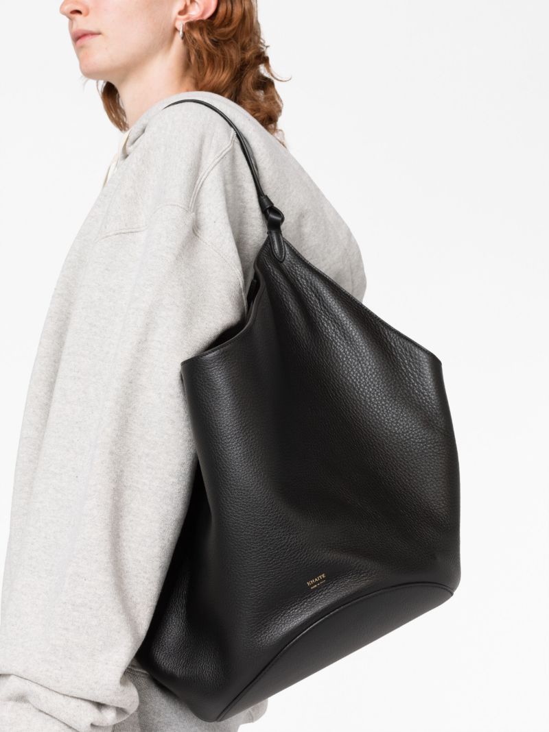 Black Medium Lotus Tote Bag