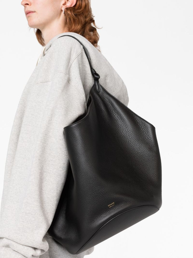 Black Medium Lotus Tote Bag