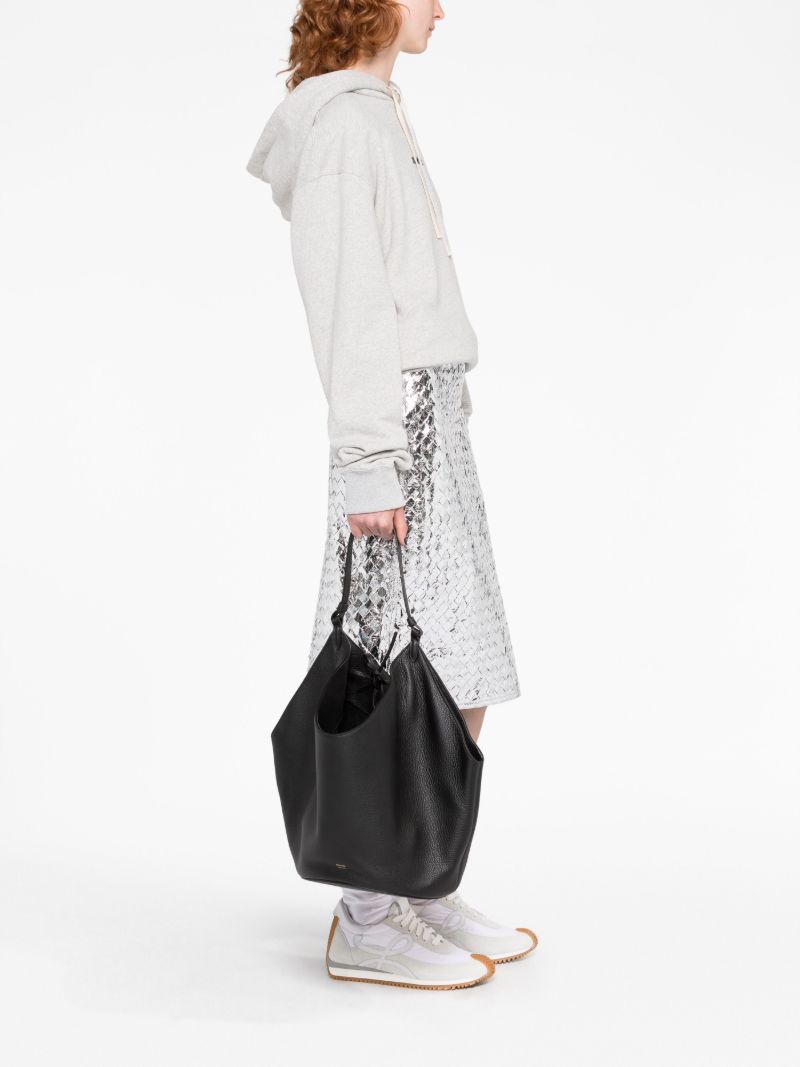Black Medium Lotus Tote Bag