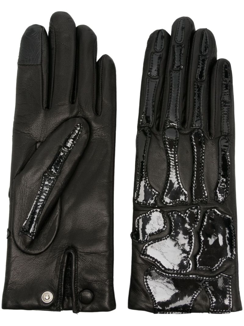 Black Bones Leather Gloves