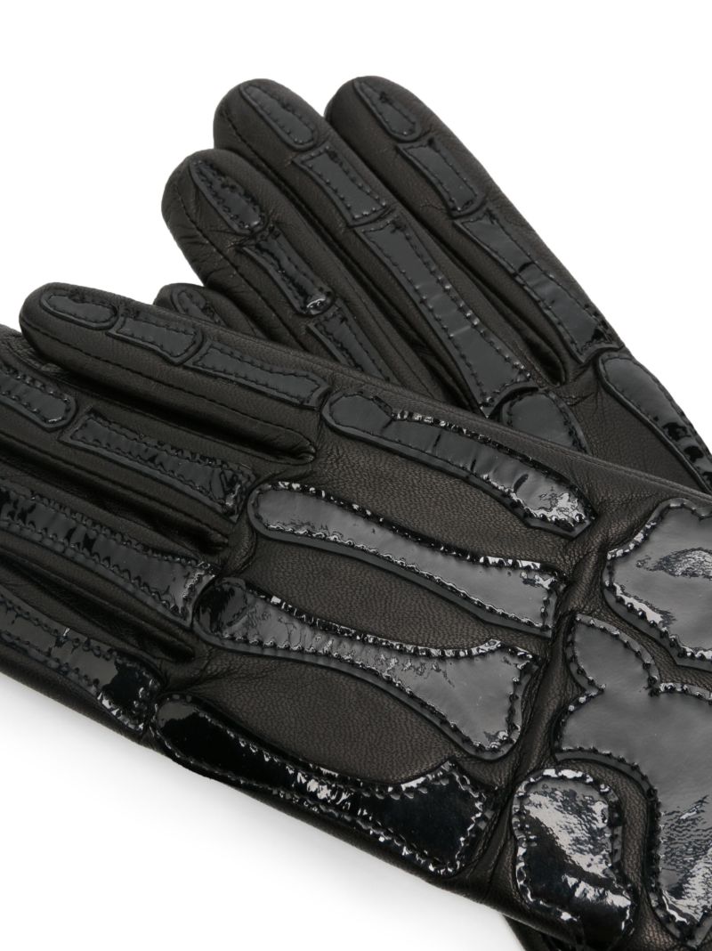 Black Bones Leather Gloves