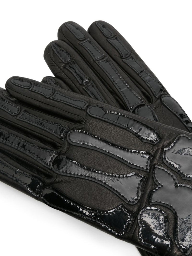 Black Bones Leather Gloves
