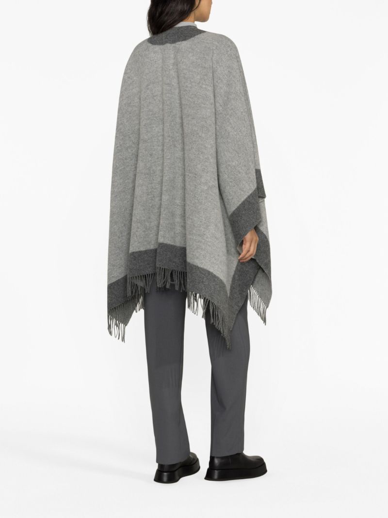 Grey Fringed Wool Cape