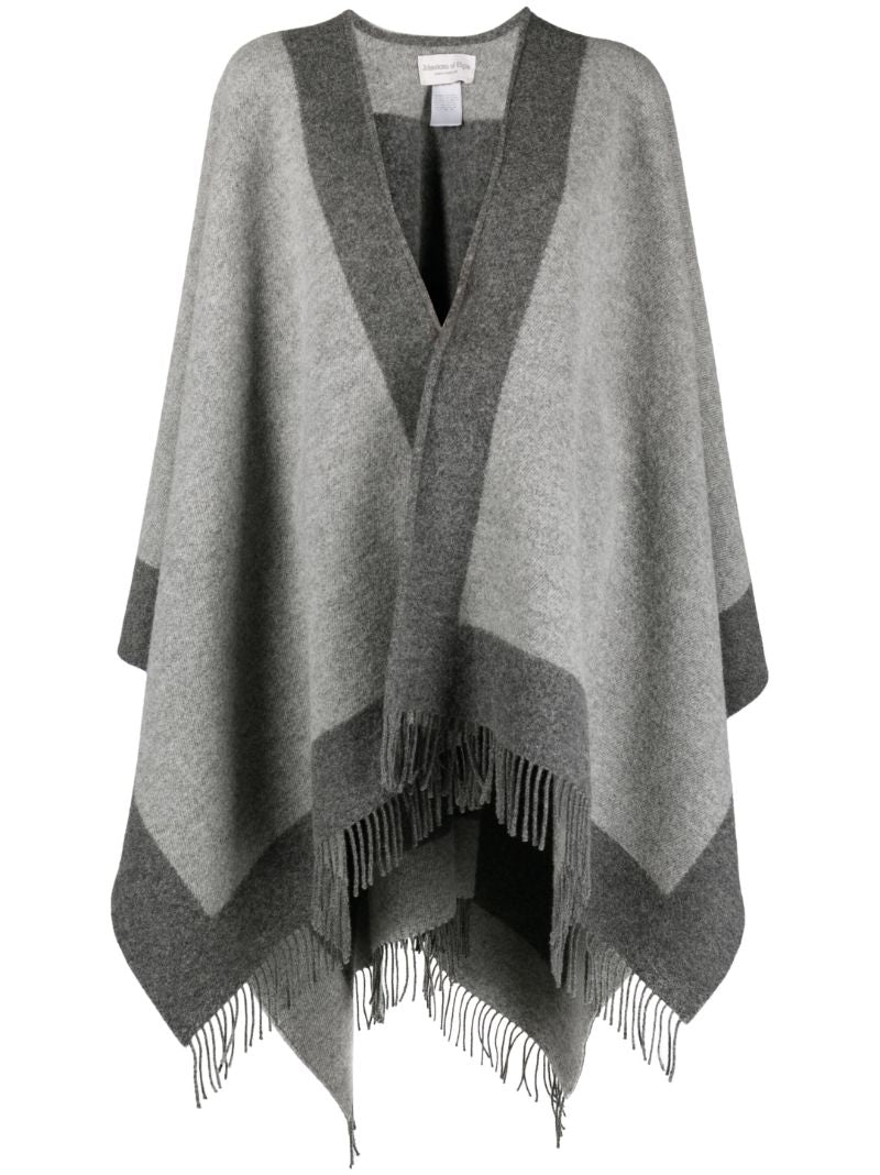 Grey Fringed Wool Cape