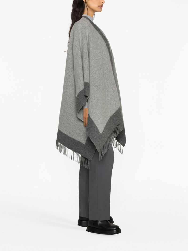 Grey Fringed Wool Cape