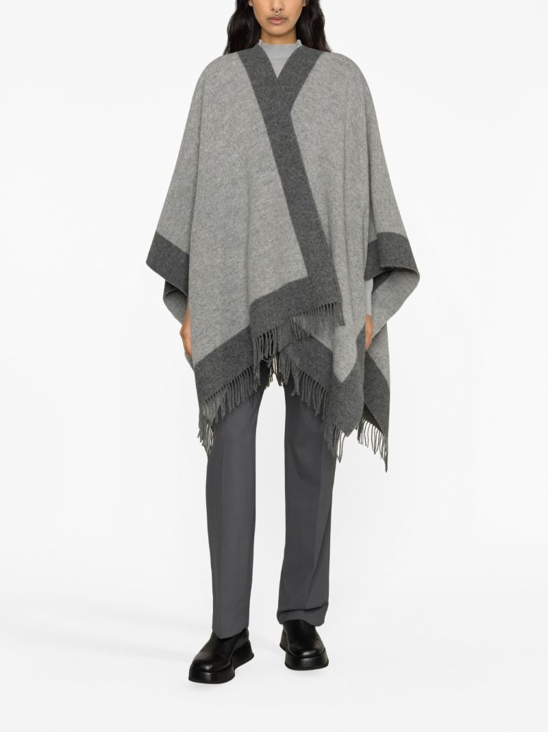 Grey Fringed Wool Cape