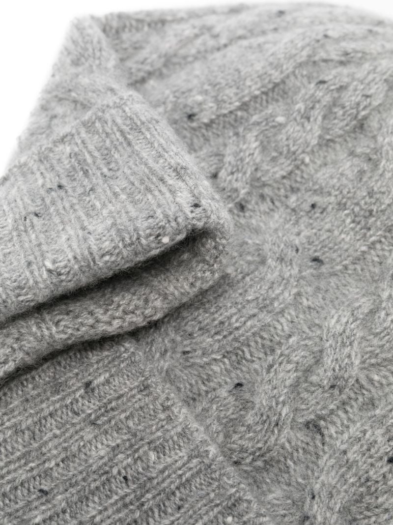 Grey Cable-knit Cashmere Beanie Hat