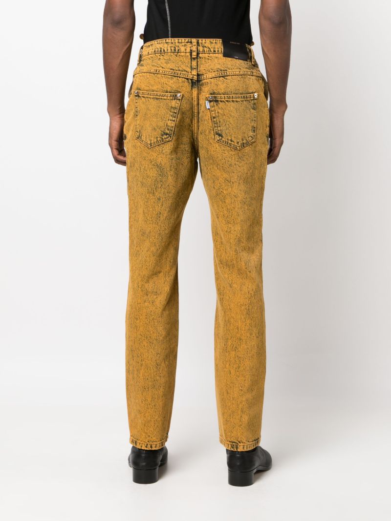 Yellow Acid-wash Corset Straight Jeans