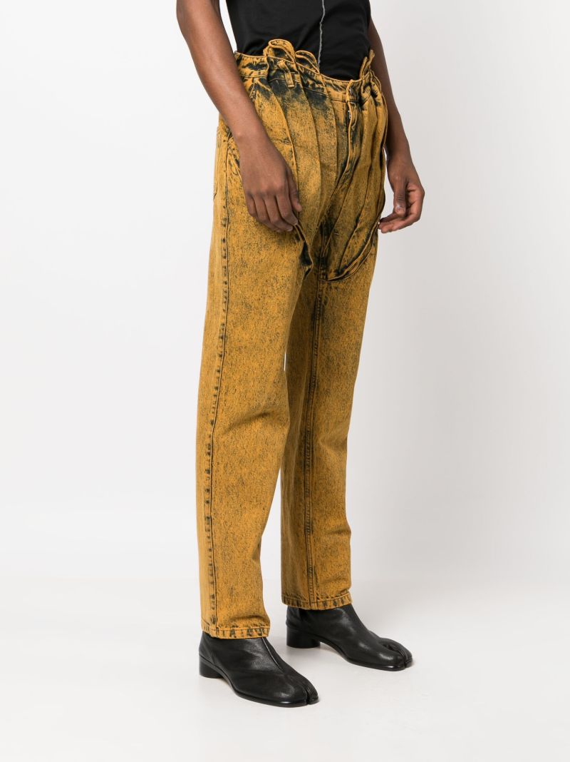 Yellow Acid-wash Corset Straight Jeans