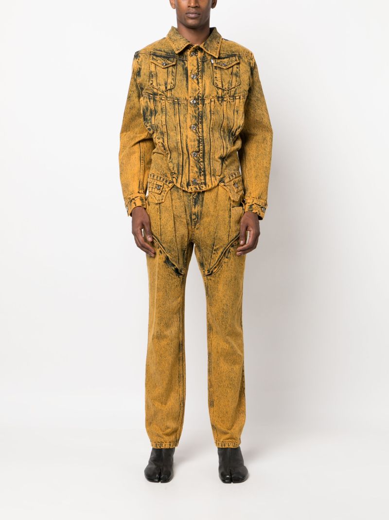 Yellow Acid-wash Corset Straight Jeans