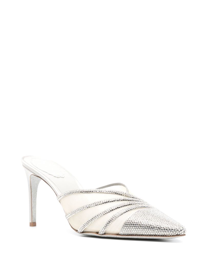 Grey 80 Mesh Crystal Mules
