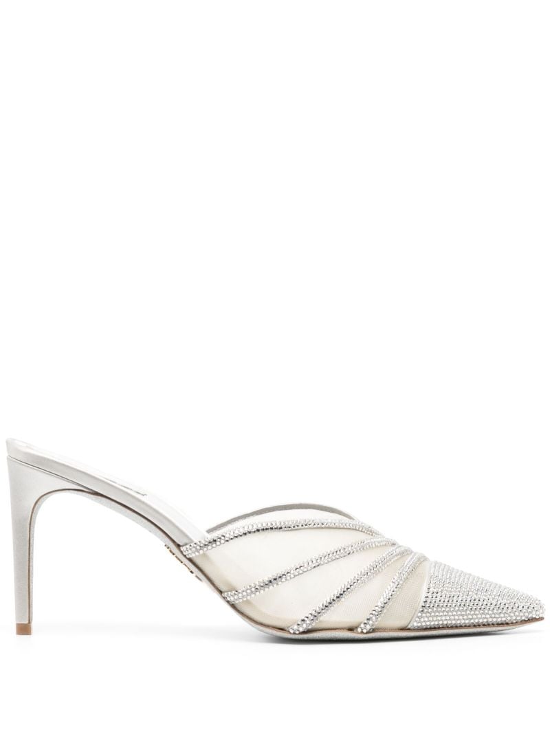 Grey 80 Mesh Crystal Mules