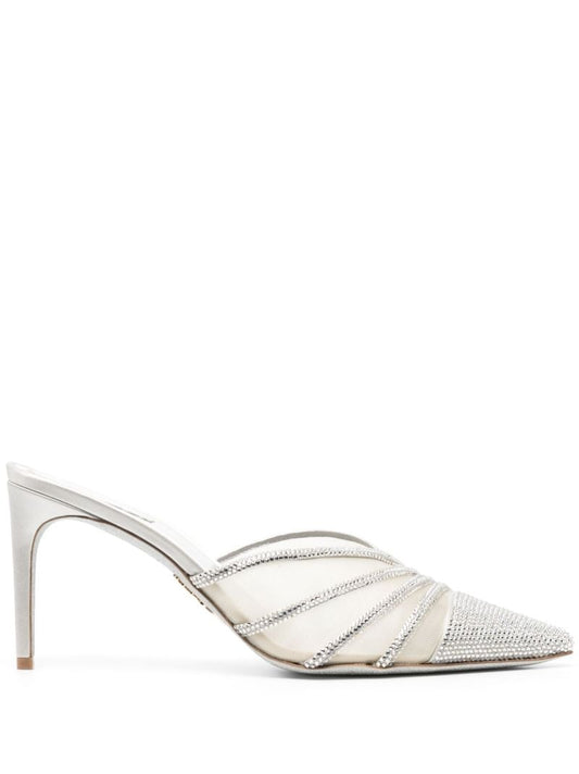Grey 80 Mesh Crystal Mules