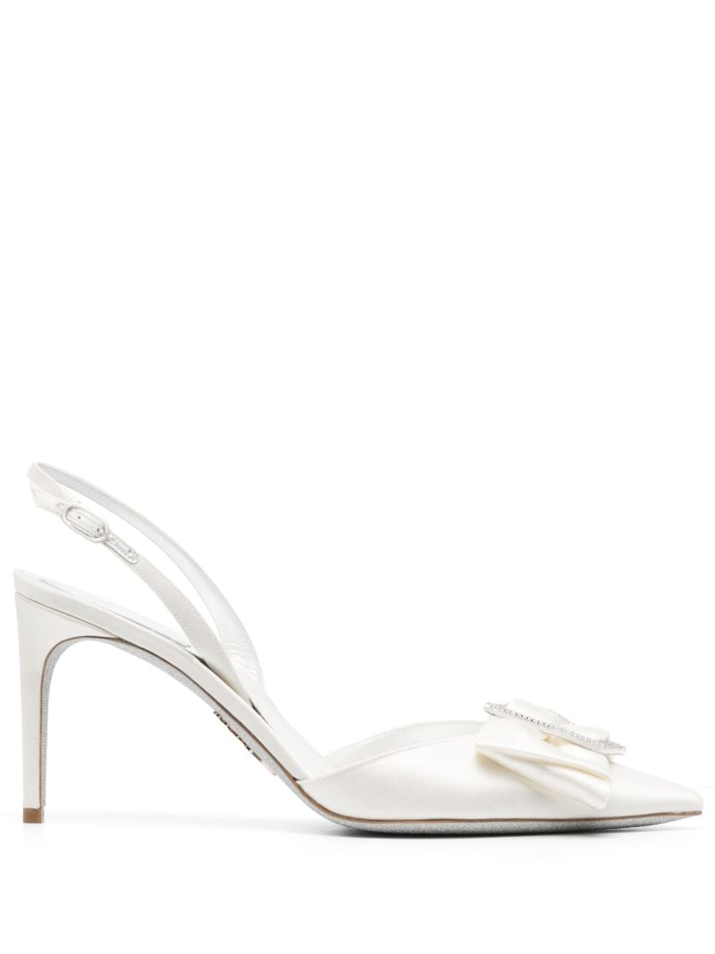 Neutral 80 Bow Embellishment Satin Pumps
