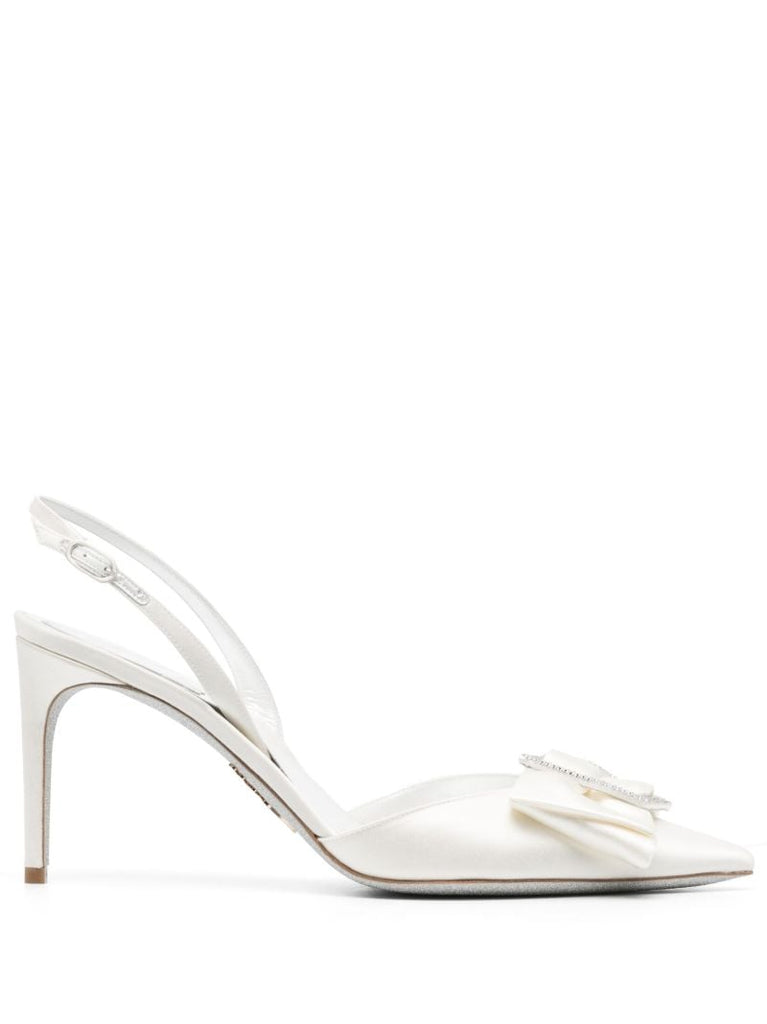 Neutral 80 Bow Embellishment Satin Pumps