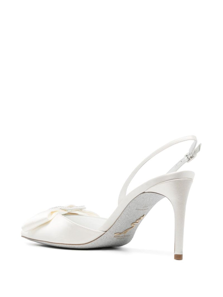 Neutral 80 Bow Embellishment Satin Pumps