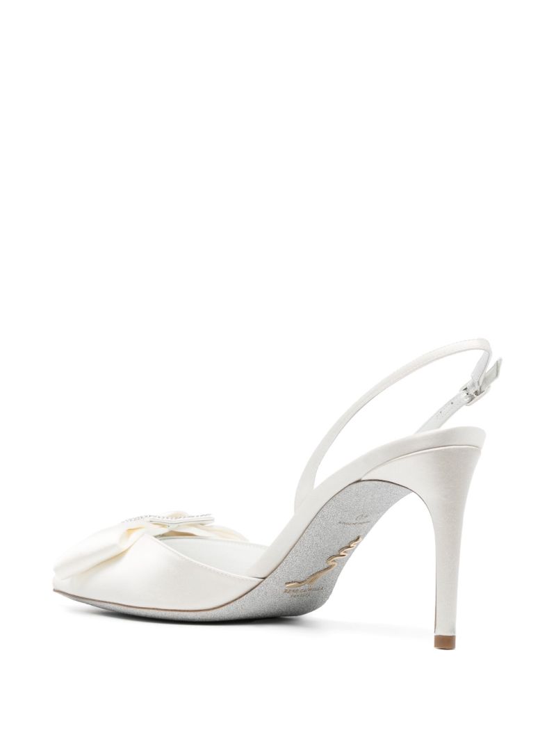 Neutral 80 Bow Embellishment Satin Pumps