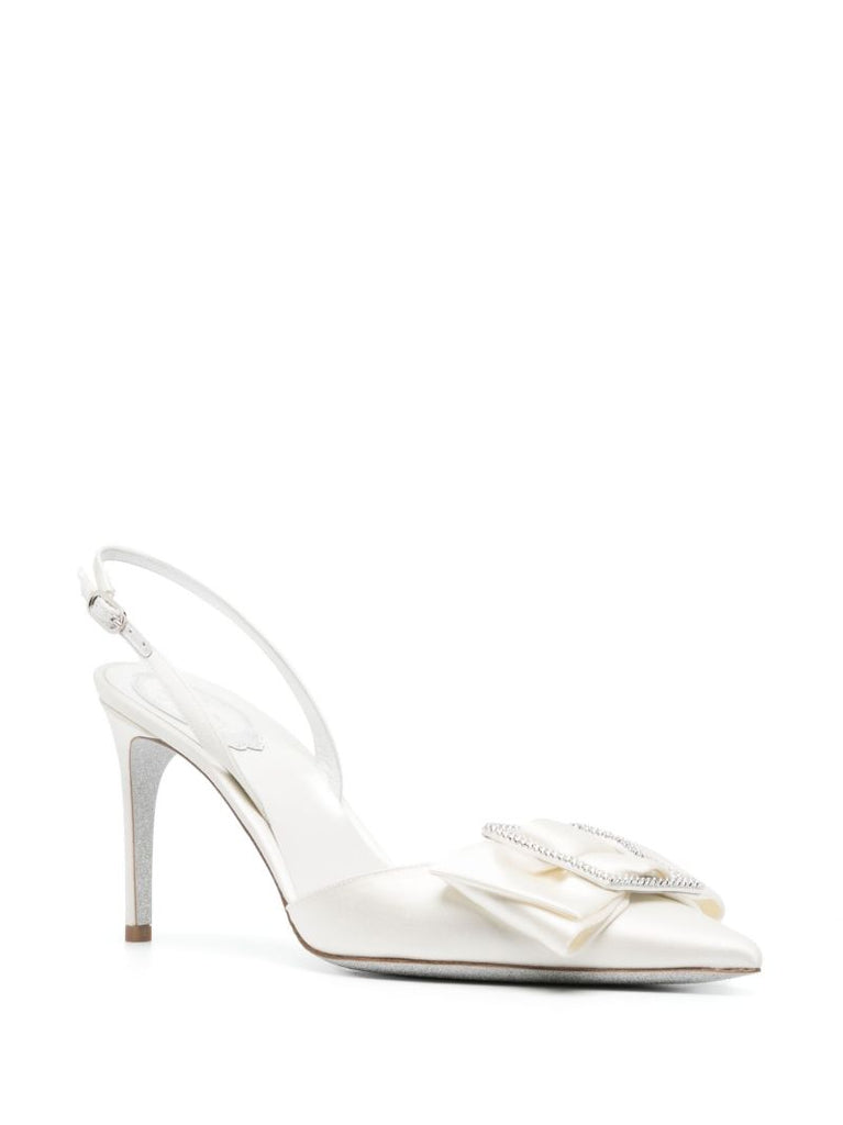 Neutral 80 Bow Embellishment Satin Pumps