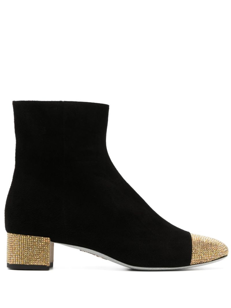 Black 40 Rhinestone Suede Boots