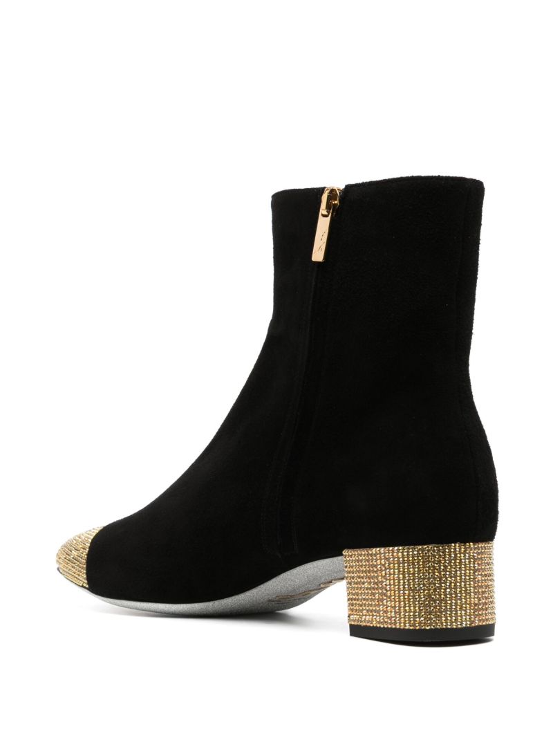 Black 40 Rhinestone Suede Boots