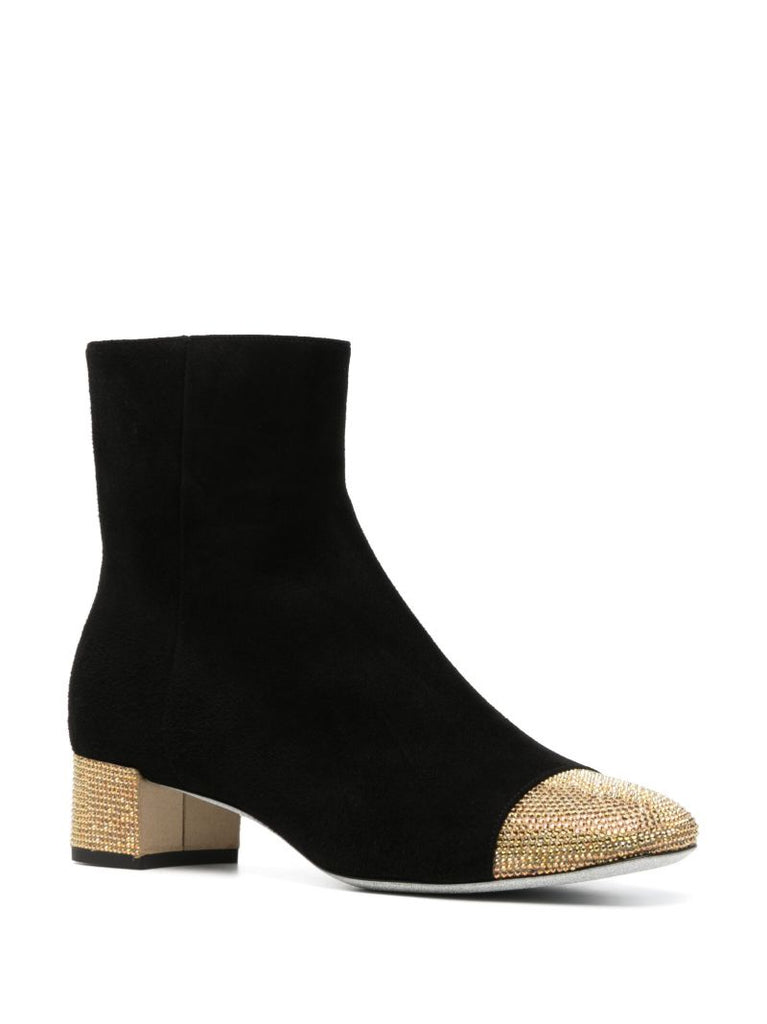 Black 40 Rhinestone Suede Boots