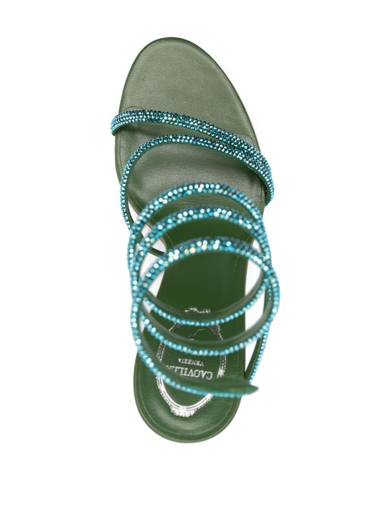 Green Margot 105 Crystal-embellished Sandals