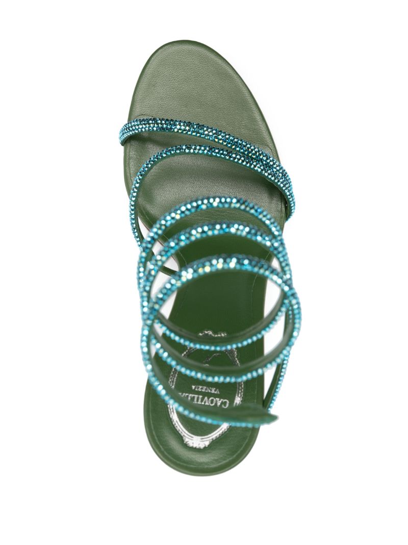 Green Margot 105 Crystal-embellished Sandals