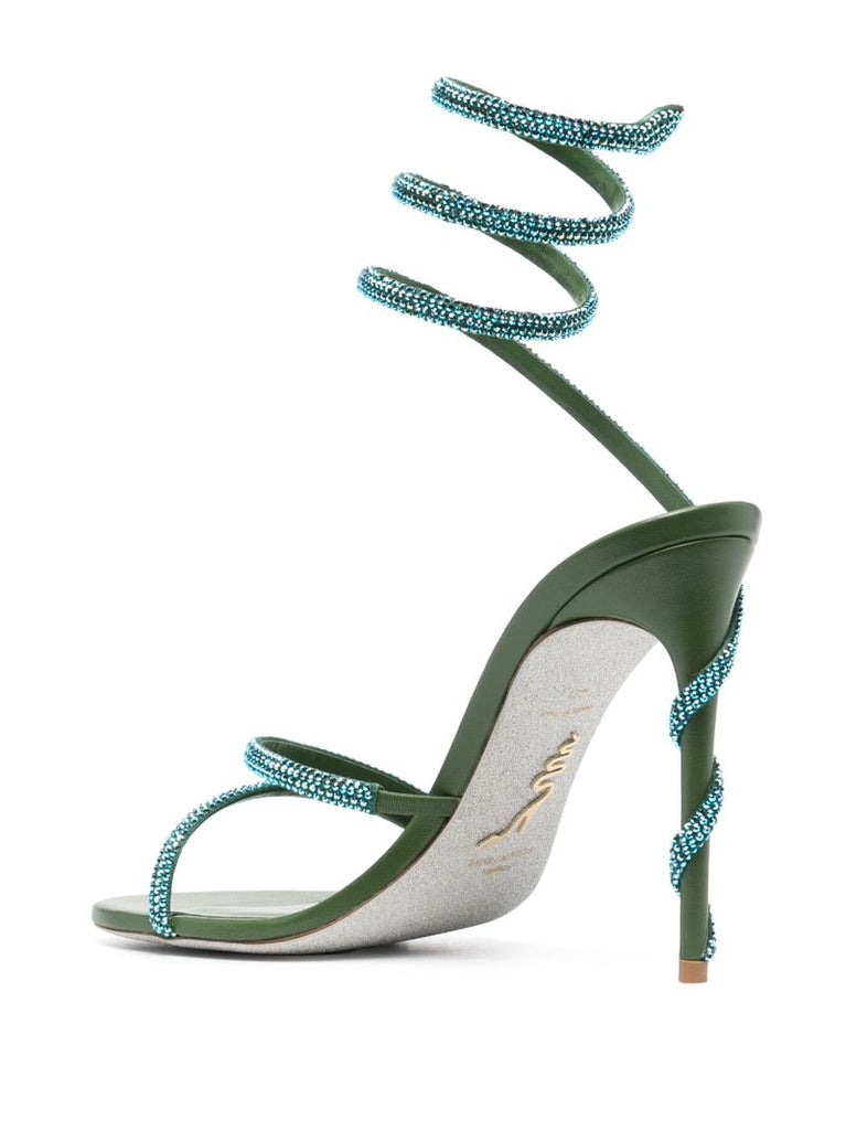 Green Margot 105 Crystal-embellished Sandals