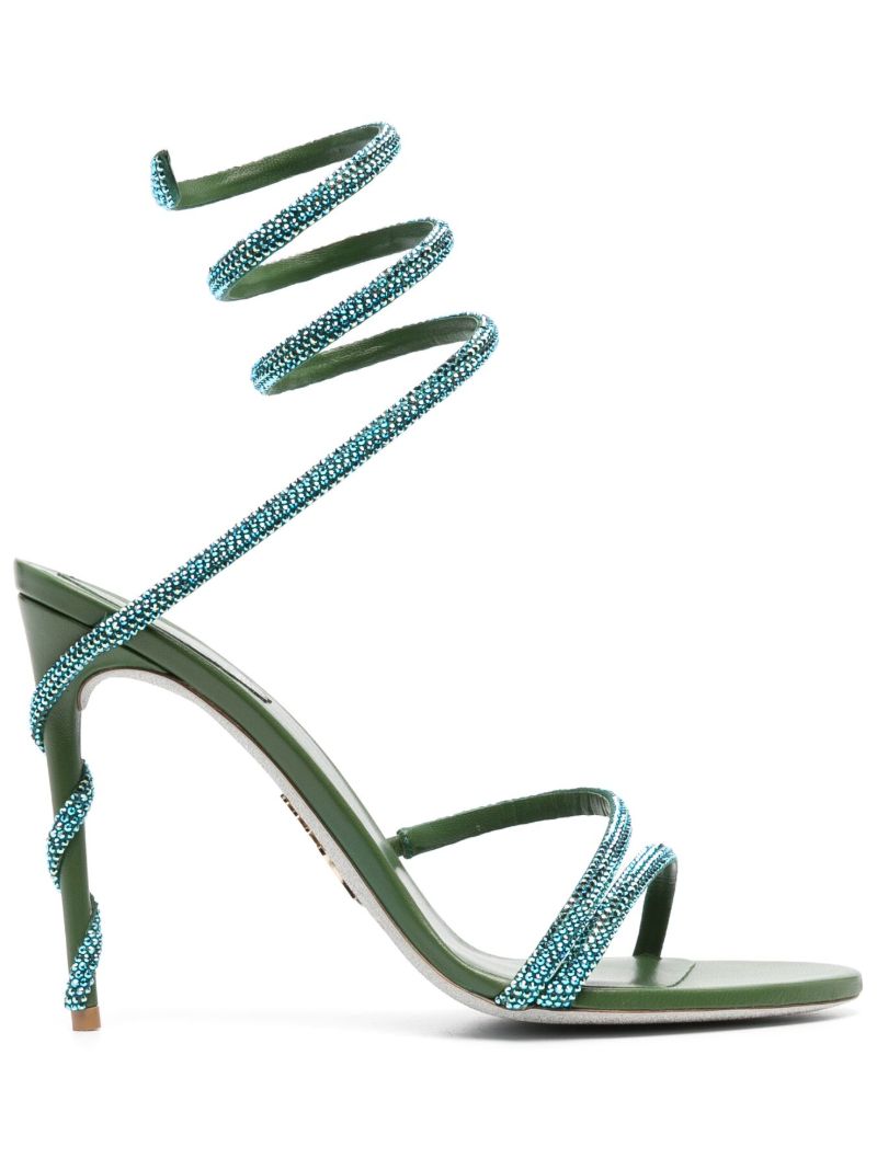 Green Margot 105 Crystal-embellished Sandals
