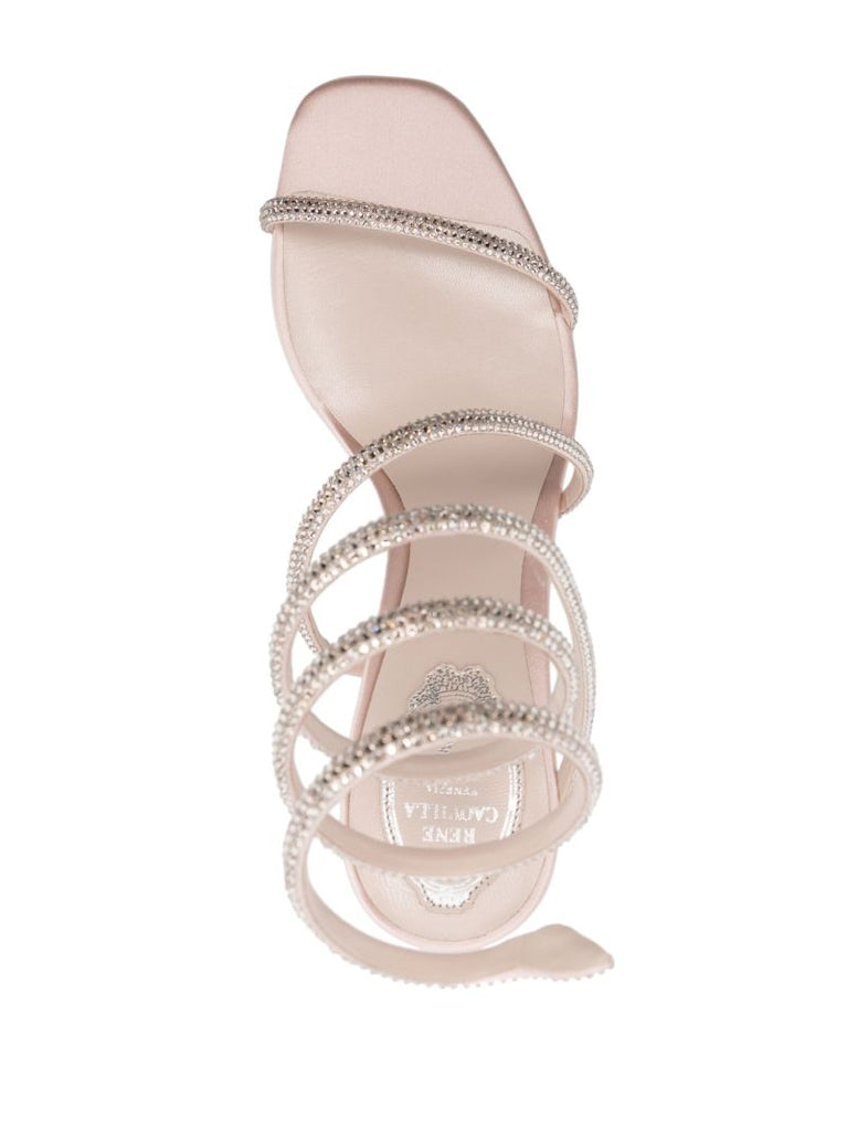 Beige Crystal Embellished Sandals