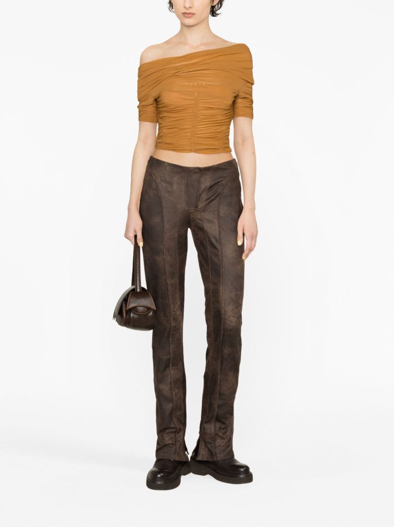 Brown Harley Faux-leather Trousers